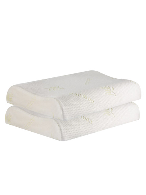 

The White Willow Set Of 2 Green Solid Cervical Contour Active Air Ventilated Memory Foam Bed Pillows