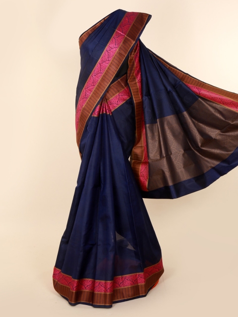 

Pothys Navy Blue Solid Tussar Saree