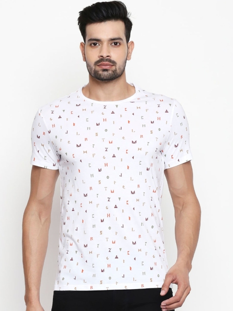 

People Men White Printed Round Neck Cotton T-shirt