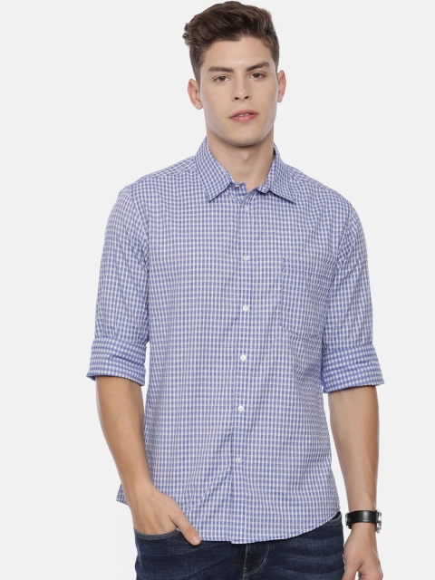 

QUANCIOUS Men Blue Regular Fit Checked Casual Shirt