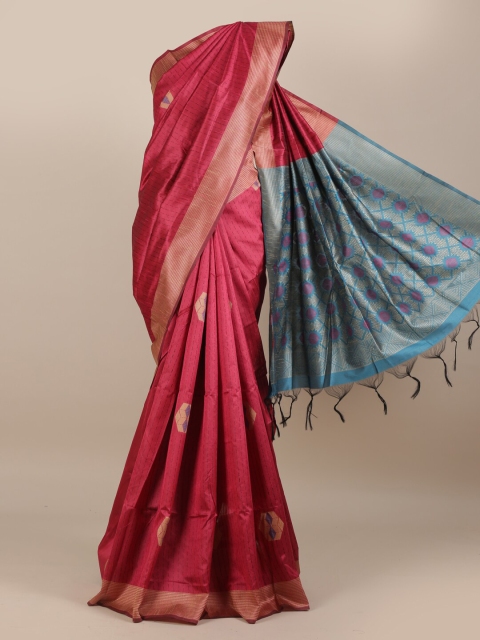 

Pothys Pink Checked Jute Silk Saree