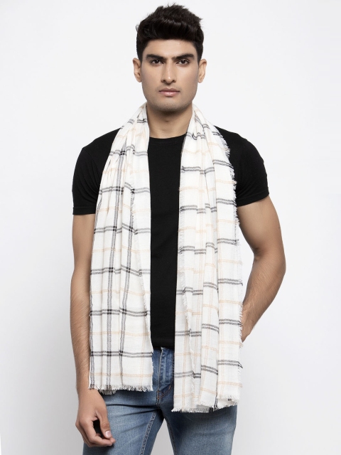 

Calvadoss Men Off White & Black Checked Muffler