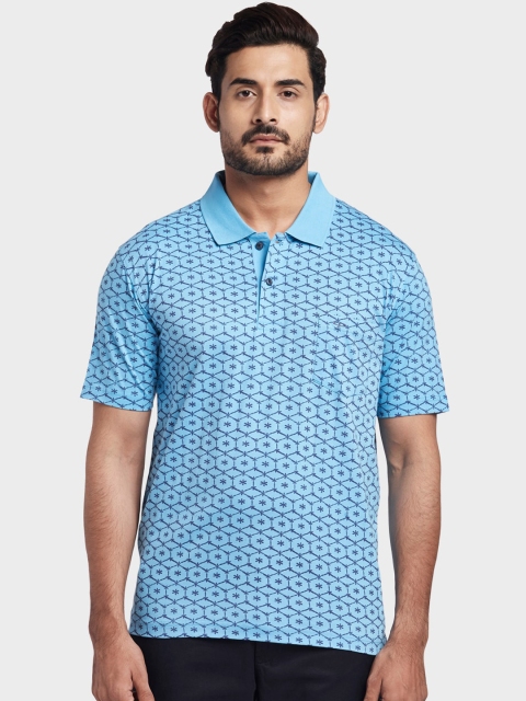 

ColorPlus Men Blue Printed Polo Collar T-shirt