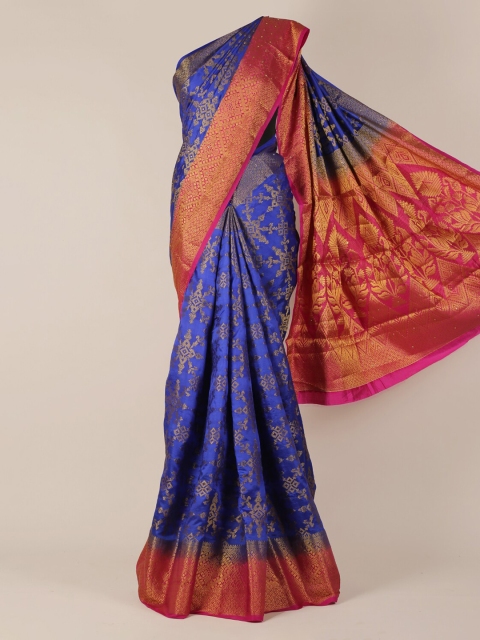 

Pothys Blue & Pink Jute Silk Woven Design Saree