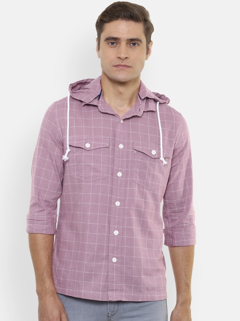 

Louis Philippe Jeans Men Purple Slim Fit Checked Casual Shirt