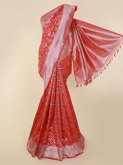 

Pothys Peach-Coloured Art Silk Checked Banarasi Saree