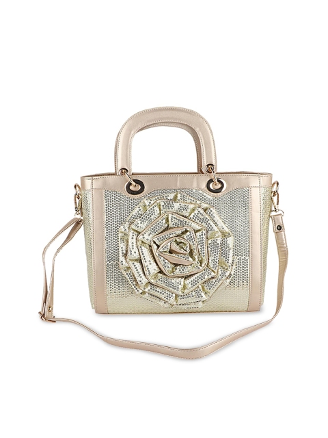 

Shoetopia Gold-Toned Self Design Handheld Bag