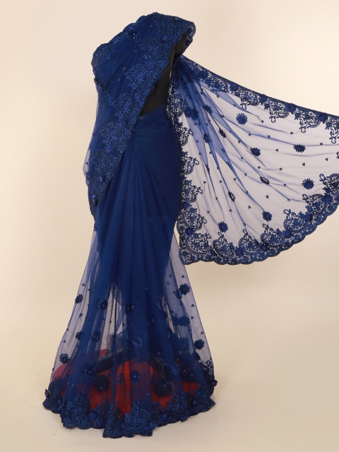 

Pothys Blue Embroidered Net Saree