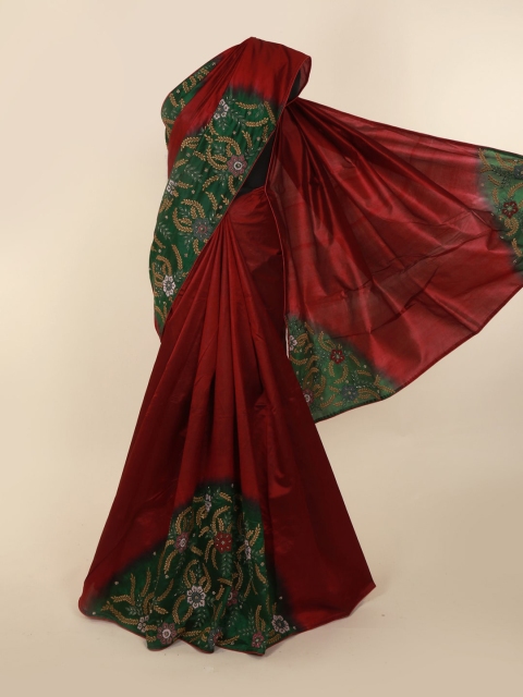 

Pothys Maroon Embroidered Jute Silk Saree