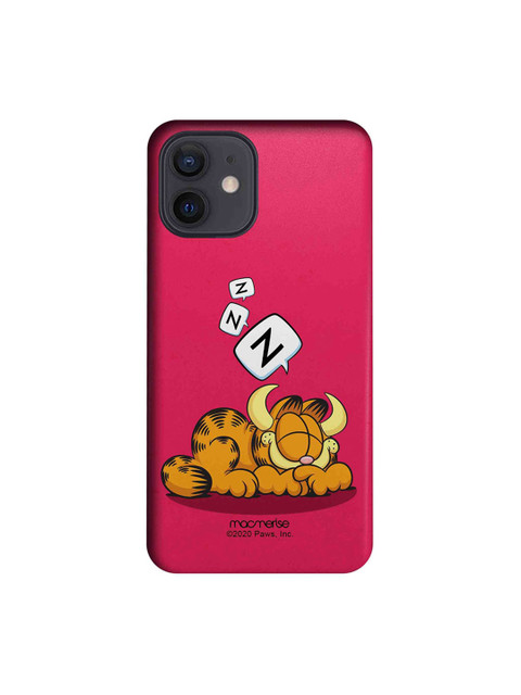 

macmerise Pink & Orange Cartoon Characters Sleepy Devil iPhone 12 Back Case