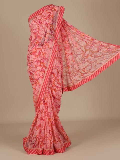

Pothys Pink Printed Poly Chiffon Saree