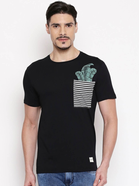

People Men Black Printed Round Neck T-shirt