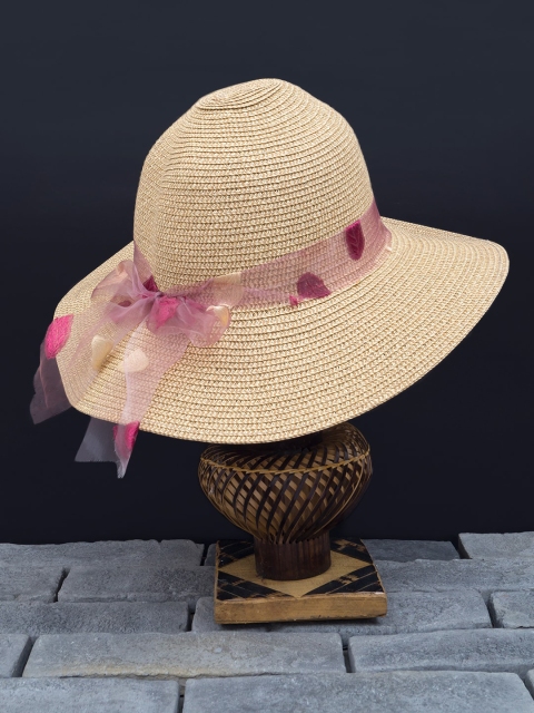 

Golden Peacock Women Beige & Maroon Sun Hat