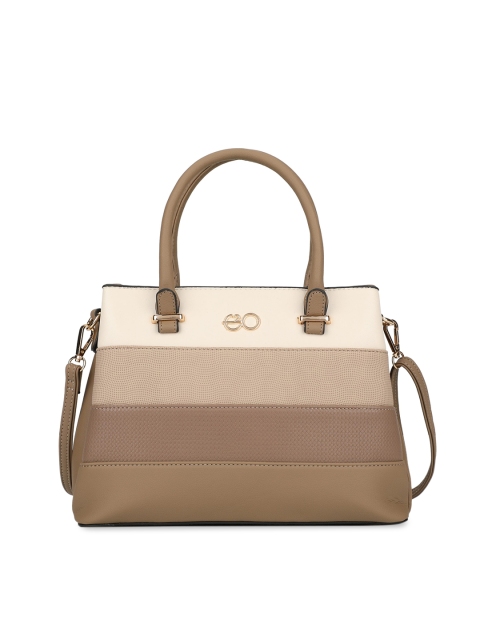 

E2O Beige & Off White Colourblocked Handheld Bag