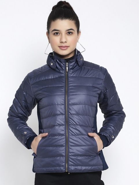 

Global Republic Women Navy Blue Solid Lightweight Padded Jacket