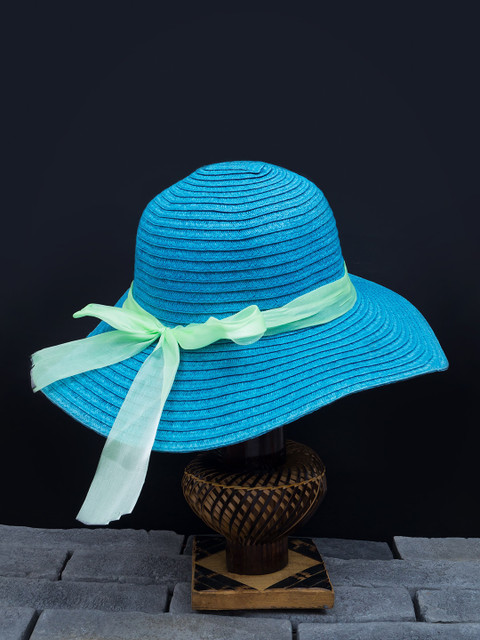 

Golden Peacock Women Blue & Green Woven-Design Sun Hat