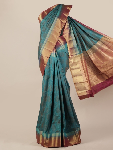 

Pothys Blue & Red Jute Silk Solid Saree