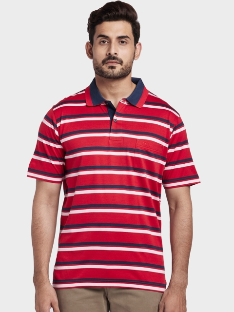 

ColorPlus Men Red Striped Polo Collar T-shirt