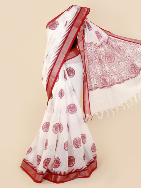 

Pothys White Printed Pure Cotton Saree