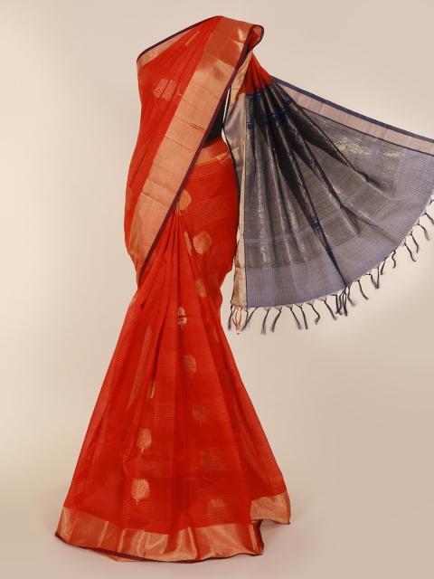 

Pothys Red Woven Design Silk Cotton Saree