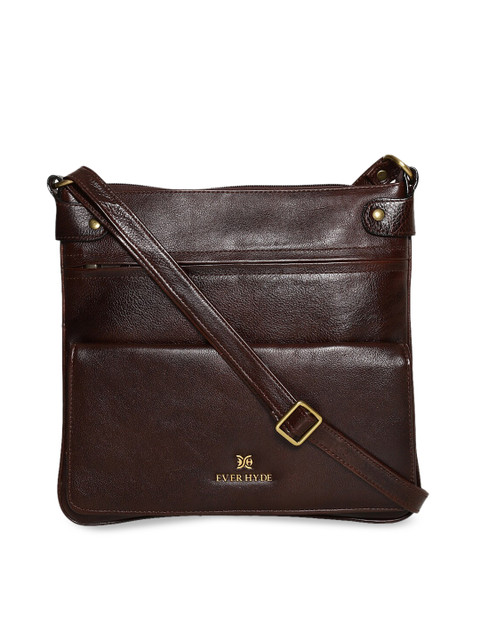 

EVER HYDE Brown Solid Leather Sling Bag
