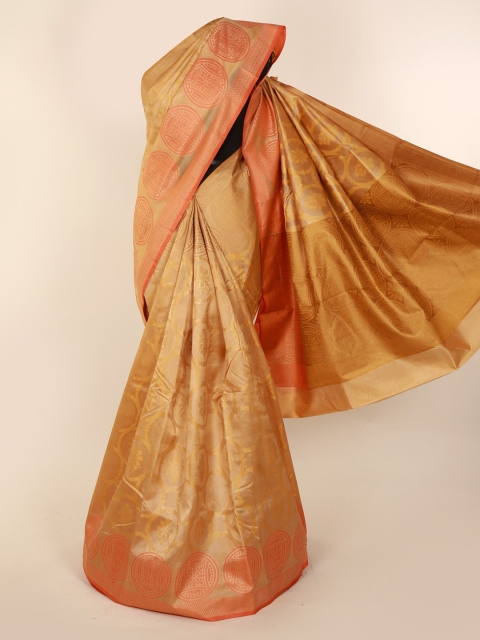 

Pothys Brown Jute Silk Woven Design Tussar Saree