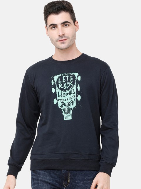 

MADSTO Men Navy Blue Printed Sweatshirt