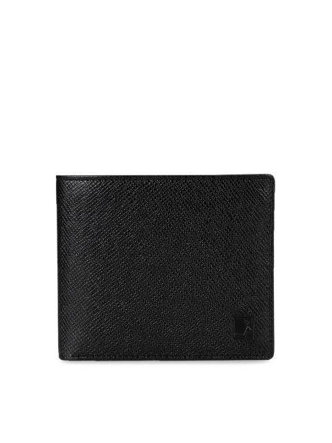Da Milano Men Black Textured Leather Two Fold Wallet