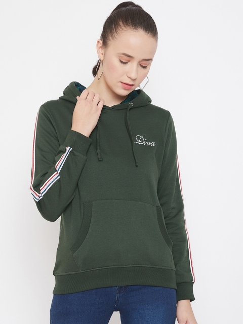 

Austin wood Women Olive Green Solid Sweatshirt