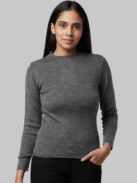 

Park Avenue Woman Grey Solid Pullover Sweater