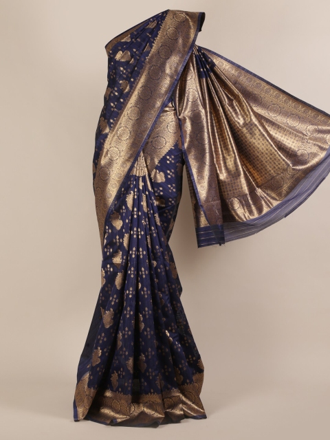 

Pothys Navy Blue Woven Design Jute Silk Saree