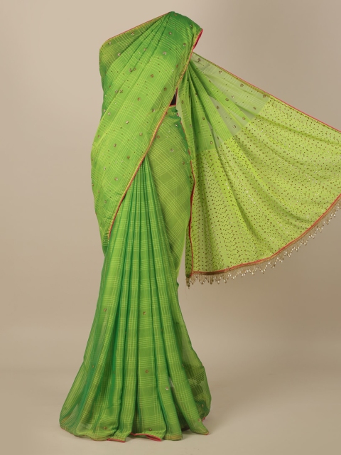 

Pothys Green Embellished Poly Georgette Saree