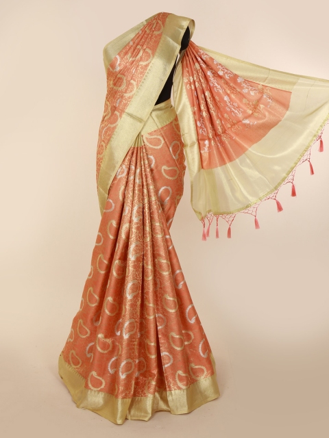 

Pothys Orange Art Silk Checked Banarasi Saree