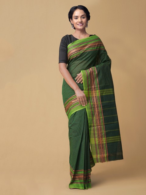 

Unnati Silks green Women's Pure Handloom Pavni Cotton Saree