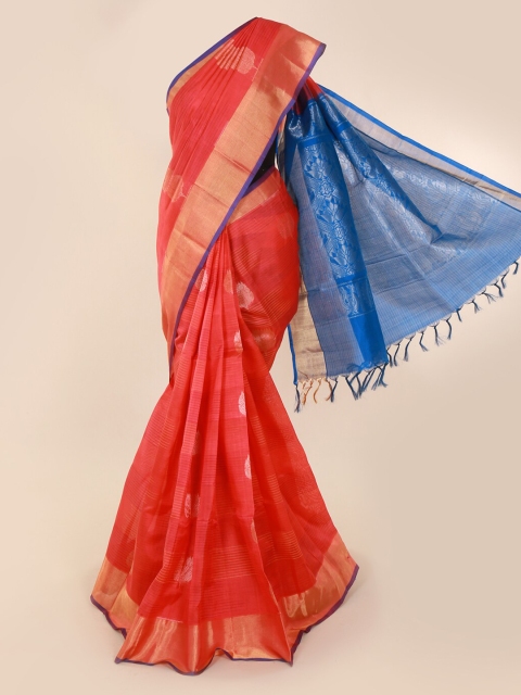 

Pothys Red & Blue Silk Cotton Woven Design Sustainable Saree