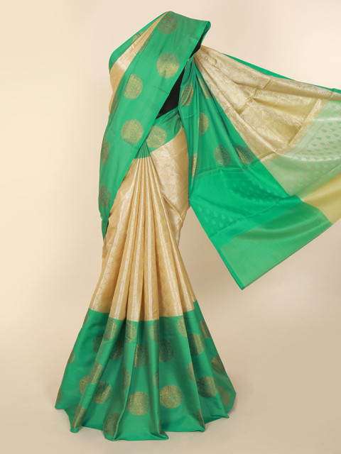 

Pothys Gold-Toned & Green Tissue Woven Design Saree