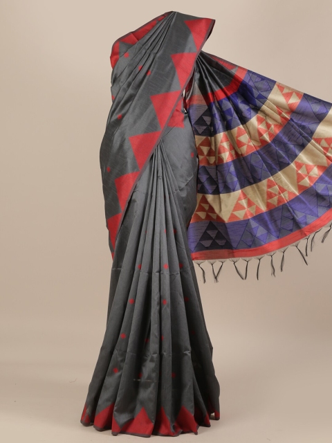 

Pothys Grey Embellished Jute Silk Saree