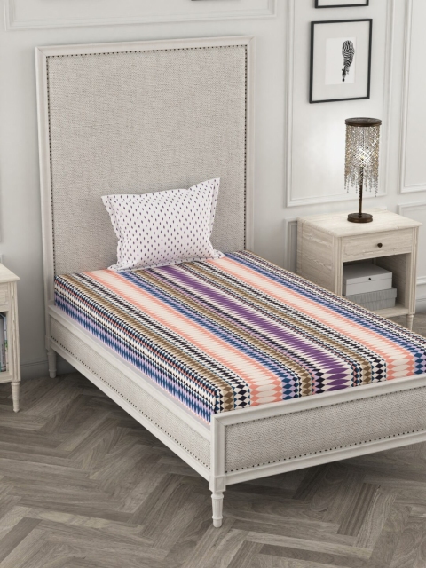 

Portico New York Black & Purple Geometric 144 TC Cotton 1 Single Bedsheet With 1 Pillow Cover