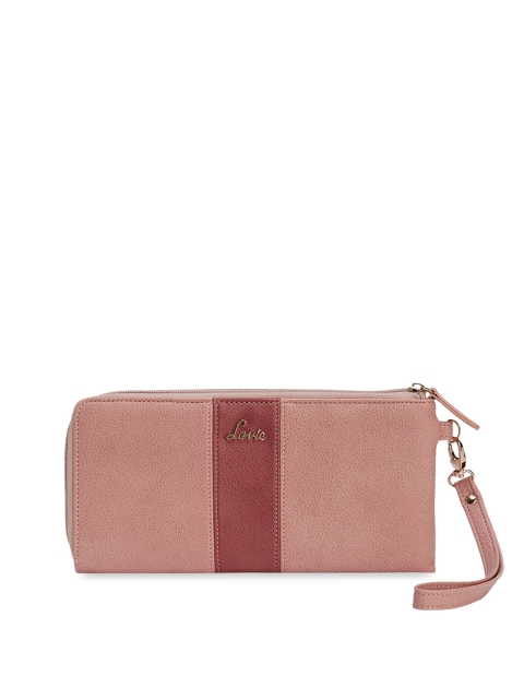 

Lavie Women Pink & Brown Colourblocked Zip-Around Wallet