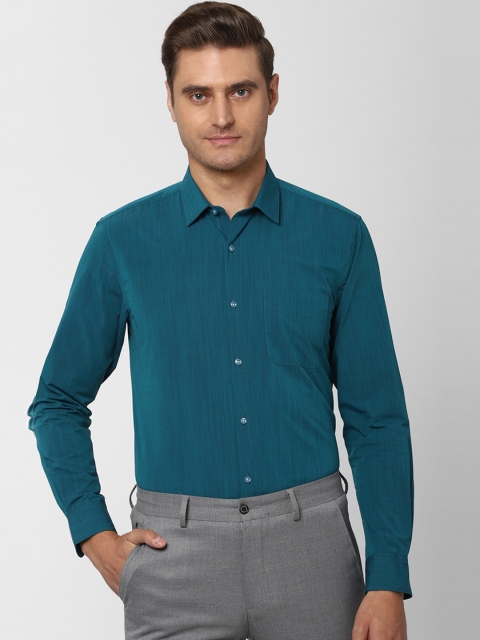 

Peter England Men Blue Regular Fit Self Design Casual Shirt