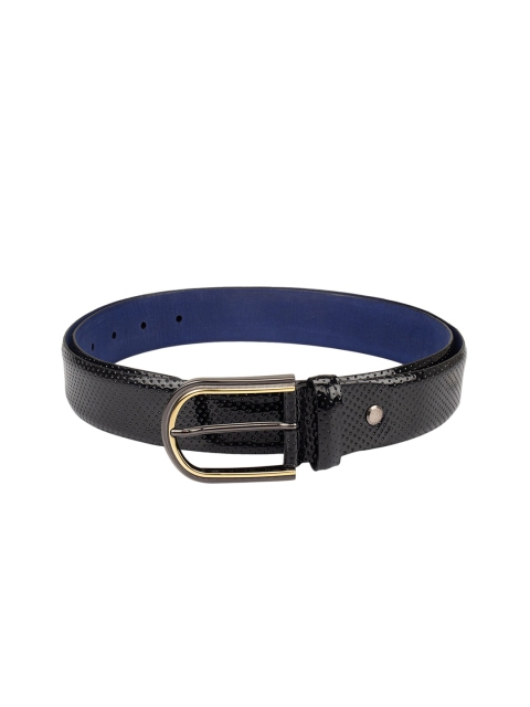 

Da Milano Men Black Textured Leather Belt