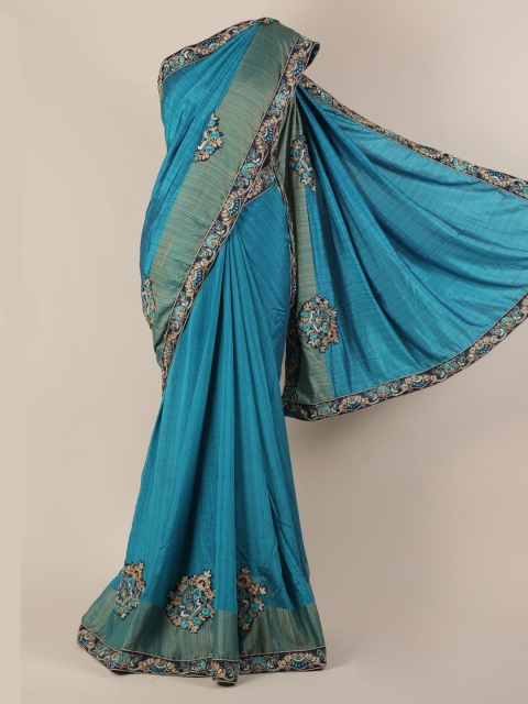 

Pothys Blue Solid Jute Silk Saree