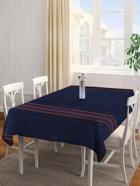 

NEUDIS Blue & Maroon Striped 6-Seater Rectangle Table Cover
