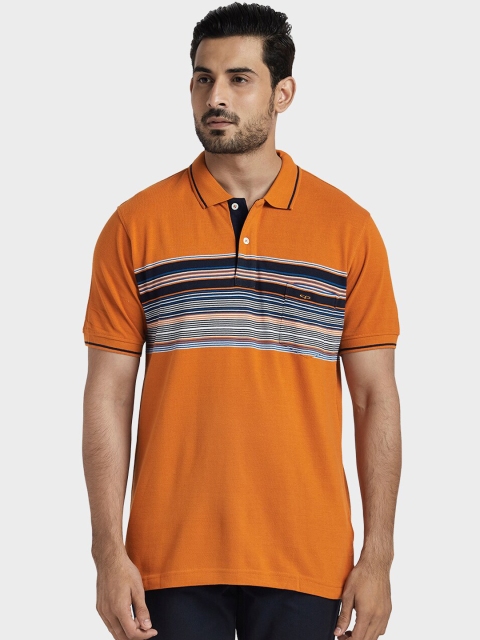 

ColorPlus Men Yellow Striped Polo Collar T-shirt