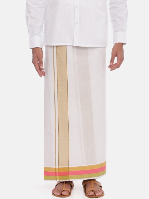 

UATHAYAM Men White Solid Dhoti