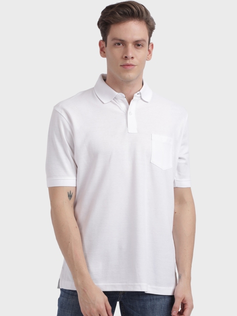 

ColorPlus Men White Solid Polo Collar T-shirt