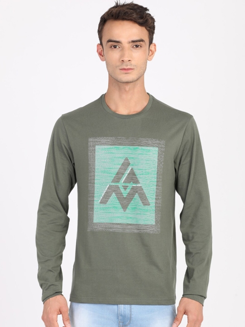 ANTHEM Men Olive Green Printed Round Neck T-shirt