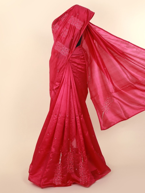 

Pothys Pink Embroidered Jute Silk Saree