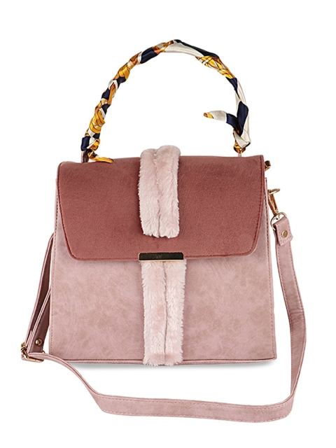 

Shoetopia Pink Colourblocked Handheld Bag