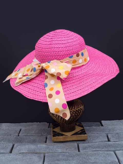 

Golden Peacock Women Pink & Peach-Coloured Woven-Design Sun Hat
